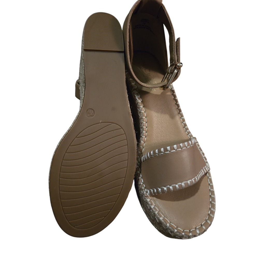 Michael Shannon Garda Espadrille Wedge Sandals Tan‎ Leather Ankle Strap   7.5 - Picture 6 of 7